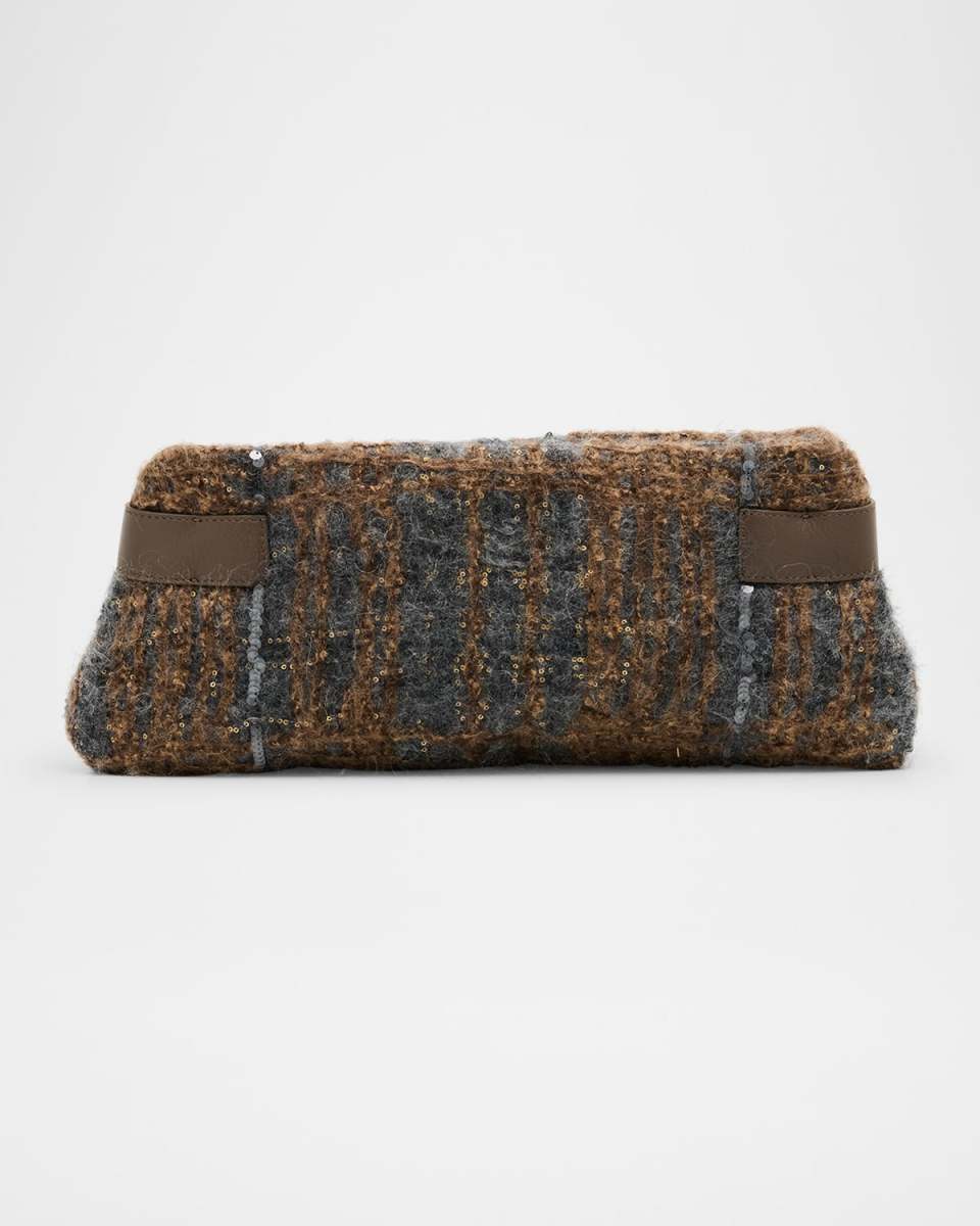 Essence Sequin-Embellished Fuzzy Clutch Bag